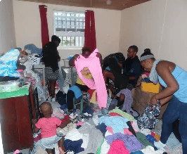 Our Meraki Team gathering clothing supplies.