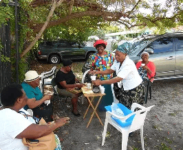 Community sharing a meal together.
