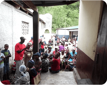 Community gathering to help give out supplies.