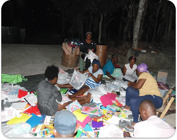 Our Meraki Team gathering school supplies.